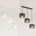 3 Lights Square Wire Suspension Light Industrial Metal Hanging Light in Black/White for Foyer