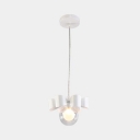 Creative Orb Shade Pendant Light with Bow 1 Light Metal Hanging Light in White for Kid Bedroom
