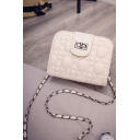 Chic Solid Color Quilted Crossbody Purse with Long Strap 19*8*15 CM