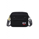 Fashion Cartoon Patchwork Button Embellishment Canvas Crossbody Messenger Bag 21.5*5*19 CM