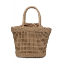 Summer Fashion Plain Hollow Woven Tote Bag Portable Beach Bag 28*10*26 CM