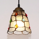 Frosted Glass Bell Ceiling Pendant Shop Modern Style Hanging Light with Colorful Beads