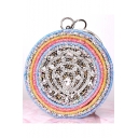 Luxury Crystal Rhinestone Embellishment Multi-colored Glitter Round Clutch Handbag 18*18 CM