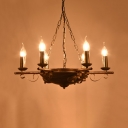 Brass Candle Shape Chandelier 6/9/12 Lights Retro Loft Metal Pendant Lamp for Living Room