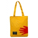 Stylish Letter Palm Patched Canvas School Shoulder Bag Shopping Bag 30*1*35 CM