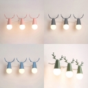 Candy Colored Antlers Sconce Lamp 3 Lights Lovely Metal Wall Light for Boy Girl Bedroom