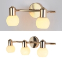 2/3 Lights Globe Shade Wall Lamp Modern Opal Glass Vanity Lighting in Gold for Dressing Room
