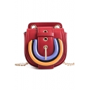 Fashion Color Block Ring Design Mini Crossbody Wallet with Chain Strap 10*4*10 CM