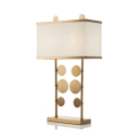 Fabric Rectangle Table Light 1 Light Modern Plug In Study Light with Dot Decoration in Brass