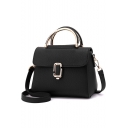 Simple Fashion Plain Metal Hasp Top Handle Satchel Shoulder Handbag 22*11*17 CM