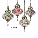 Cafe Star Pattern Hanging Light Pack of 1/4 Stained Glass 1 Light Mosaic Pendant Light(not Specified We will be Random Shipments)