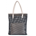 Trendy Plain Large Capacity Hollow-out Net Shoulder Beach Bag Tote Bag for Women 33*38*2 CM