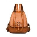New Fashion Solid Color Belt Buckle Embellishment PU Soft Leather School Bag Leisure Shoulder Bag Backpack 26*12*28 CM