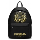 Fashion Letter FUNZMA Lion Embroidery Pattern Canvas School Bag Backpack 28*15*40 CM