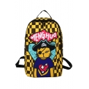 Designer Creative Plaid Letter MENGHUO Cartoon Cat Printed School Bag Backpack 28*12*43 CM
