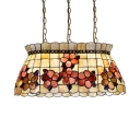 Beige Floral Skirt Pendant Light 3 Lights Rustic Stylish Shell Hanging Light for Restaurant