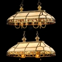 Tiffany Vintage Brass Hanging Light Candle Shape Six Lights Glass Pendant Light for Restaurant