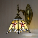 Star Wall Sconce One Light Tiffany Style Stained Glass Sconce Light for Bedroom Living Room