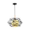 Rustic Style Globe Pendant Light Globe 1 Light Rattan Ceiling Lamp with Cage for Restaurant