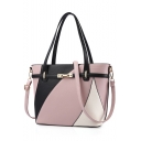 Trendy Color Block PU Leather Work shoulder Handbag for Women 29*14*25 CM