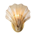 Clear Shell Shape Sconce Light 1 Light Creative Fluted Glass Metal Wall Lamp for Restaurant