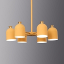 Contemporary Cup Shade Chandelier Metal 6 Lights Yellow Suspension Light for Child Bedroom