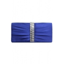 Women's Fashion Plain Ruffled Rhinestone Embellishment Party Evening Clutch Bag 20.5*10.5*5 CM