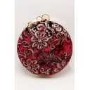 New Fashion Sequined Floral Pattern Round Top Handle Velvet Evening Clutch Bag 16*16 CM