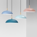 Metal Saucer Shade Hanging Lamp Living Room Cafe 1 Head Modern Candy Colored Pendant Light