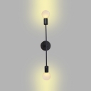 Linear Bedroom Hallway Wall Lamp with Bare Bulb Iron 2 Lights Simple Light Wall Light in Black