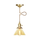 1/2 Pack 1 Light Hanging Light with Adjustable Cord Cone Amber Glass Pendant Lamp for Restaurant