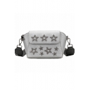 Stylish Plain Rhinestone Stars Embellishment Crossbody Shoulder Bag 16*10*13 CM