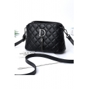 Chic Diamond Quilted Letter D Tassel Embellishment Black Crossbody Messenger Bag 21*10*13 CM