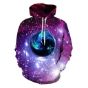 Fancy Vortex Galaxy 3D Printed Long Sleeve Purple Unisex Hoodie