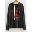 Womens New Fashion Letter LET'S GET COZY Printed Long Sleeve Casual Relaxed Grey Hoodie