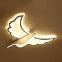 White Hawk LED Ceiling Mount Light Creative Acrylic White Ceiling Lamp in Warm for Child Bedroom