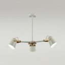 White Bell Shade Suspension Light Rotatable 3/6 Lights Nordic Style Metal Chandelier for Foyer