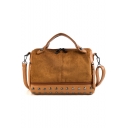 Fashion Vintage Plain Rivet Zipper Embellishment Satchel Tote Bag 28*12*18 CM