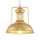 Domed Shade Kitchen Pendant Lighting Metal 1 Light Industrial Suspension Light in Gold