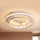 Deer Shape Kid Bedroom Flush Light Metal Animal Stepless Dimming/Warm/White LED Ceiling Lamp