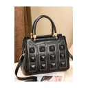 Women's Fashion Solid Color PU Leather Button Embellishment Work Satchel Handbag 29*12*21 CM