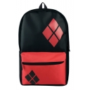 Popular Fashion Cosplay Colorblock Rhombus Printed Black Canvas School Bag Backpack