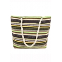 Stylish Color Block Stripe Pattern Large Capacity Beach Tote Bag 45*14*32 CM