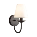 American Rustic Tapered Shade Wall Light 1 Light Fabric Wall Sconce in Black for Hallway