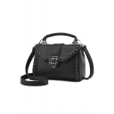 Trendy Plain Chain Embellishment Top Handle Crossbody Satchel Bag for Women 21*11*14 CM