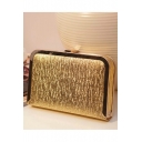 Minimalist Solid Color Metallic Clutch Bag with Chain Strap 20*12*3 CM
