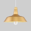 Industrial Barn Shade Ceiling Lamp Metal 1 Light Gold Pendant Light for Kitchen Dining Room