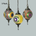 1/3 Pack Orb Bedroom Hanging Light Glass 1 Light Moroccan Pendant Lamp in Orange/Red/Yellow(Random Color Delivery)
