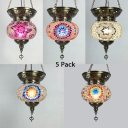 Cloth Shop Star Pattern Hanging Light Stained Glass 1 Head Moroccan Mosaic Pendant Light Pack of 1/5(Random Color Delivery)