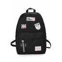 Unisex Trendy Graphic Badge Pattern Ribbon Embellishment Durable School Bag Backpack 27*13*41 CM
